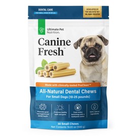 ULTIMATE PET NUTRITION Canine Fresh Dental Chews, Dental Dog Treats, Oral Care and Hygiene Sticks, Soothes Gums, Vet Developed, 30 Chews (Small)