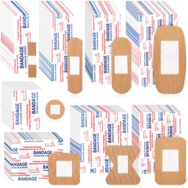 400 Pcs Flexible Fabric Adhesive Bandages Bulk Assorted Breathable Bandages for Finger Wound Family First Aid Skin Wrap(8 Styles)