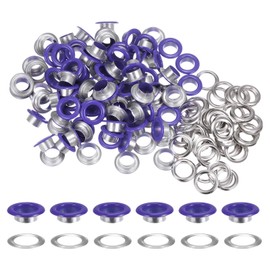 sourcing map 100PCS Grommets Eyelets 2/5 Inch (10mm) ID Hole Metal Self Backing Eyelet with Washers for Shoes Leather Bead Cores Canvas Tag, Purple