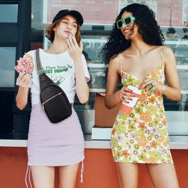 Telena Sling Bag for Women Vegan Leather Small Fanny Pack Crossbody Bags Chest Bag for Women Cloud Grey