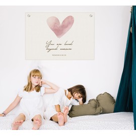 ICEWHITEY You Are Loved Canvas Banner,Christian Scripture Wall Art,Inspirational Gifts for Women,Bible Verse Wall Hanging Banner Flag Decor for Nursery Girl Kids Room Dorm Bedroom.20x30 Inch