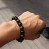 Jewboo Obsidian Sutra Bracelet Elastic Feng Shui Amulet for Men