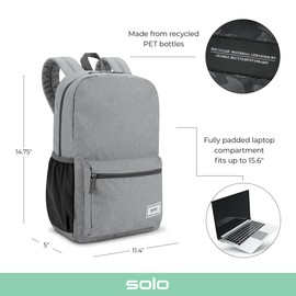 Solo New York Re:solve Laptop Backpack, Gray, 15.6"
