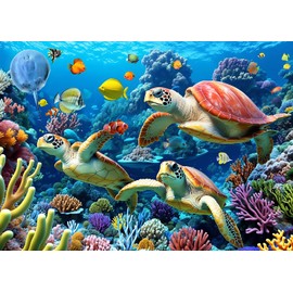 Puzzle 500 Pieces for Adults, Puzzle Classic Educational Game Sea Turtles Beautiful Decoration Gifts
