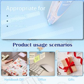4pack Refillable Retractable Scrapbook Tape& 4 Replacement Refills, 5M*6mm Double Sided Tape for Crafts, 635 Model Tape, Scrapbooking Supplies, Adhesive Glue Runner for Gift Wrapping, Photo