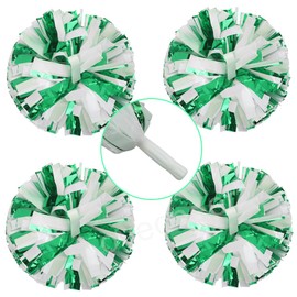 Lovecheer 4PCS Green and White Cheer Pom Poms Sports Pom Poms Cheerleading for Team Spirits Football Basketball Games Cheerleader Dancing Show