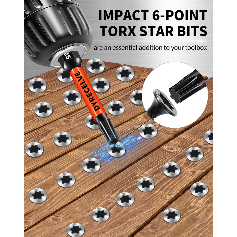 DYRECELVE Impact Torx Bit Set T15 T20 T25 T30 T40,