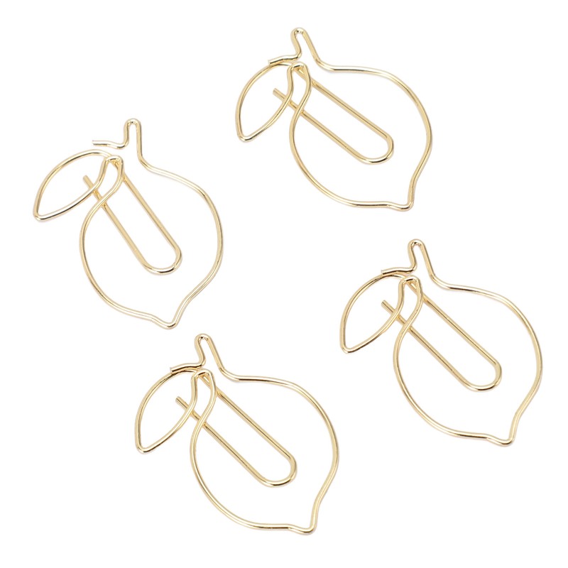 100 Pcs Paper Clip Gold Cute Lemon Shaped Bookmark Clips
