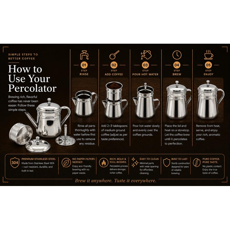 KERAM Percolator Coffee Pot, 13.52 fl oz / 400 ml,