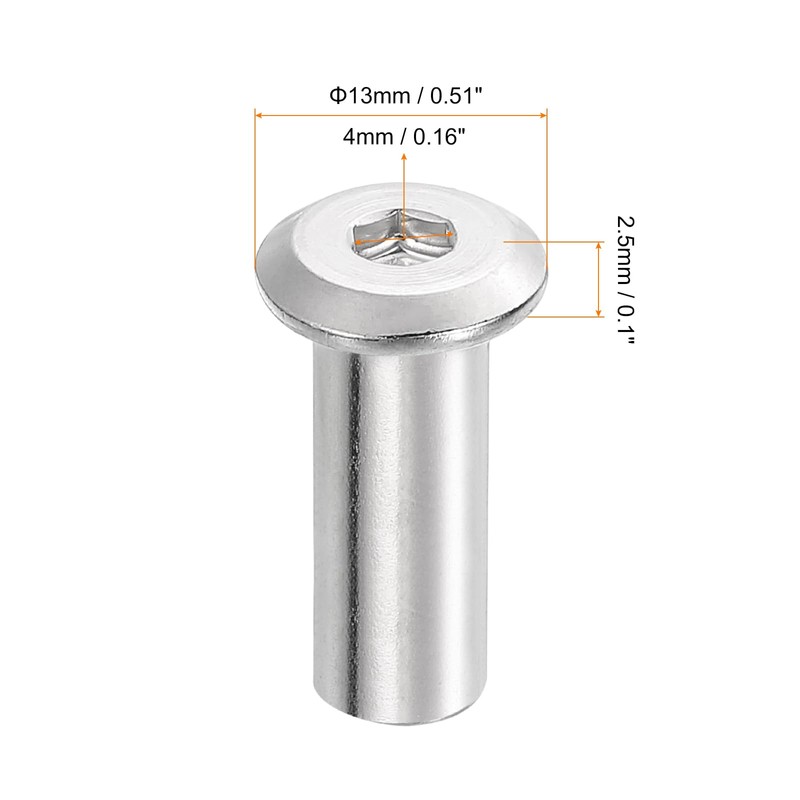sourcing map M6x22mm Hex Socket Head Insert Nut Screw Post