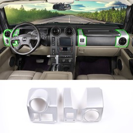 PIUGILH Fit for Hummer H2 2003-2007 Car Dashboard Side Air Vent Cover Frame Decor,Central Side Dashboard Air Vent AC Outlet Cover Car Interior (Silver)