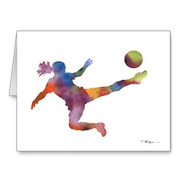 Girl Soccer Player Set of 10 Art Note Cards by Watercolor Artist DJ Rogers