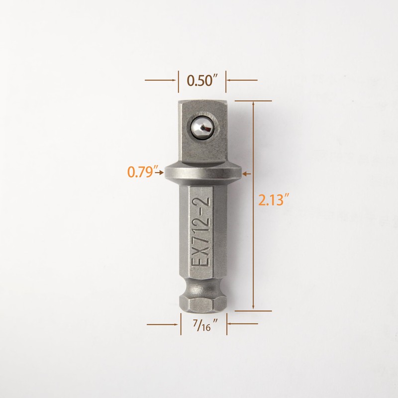 7/16 Hex to 1/2 Square Socket Adapter Drive Converter Spring