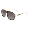 Khan Tycoon Square Aviator Luxury Turbo Sunglasses (Black & Gold