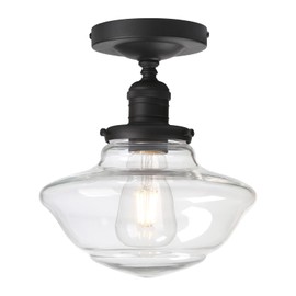 Pathson Glass Flush Mounted Ceiling Light, Vintage Farmhouse Ceiling Lamp Fixture, Modern Rustic Ceiling Lighting for Hallway Kitchen Bar Foyer Loft Living Room Bedroom