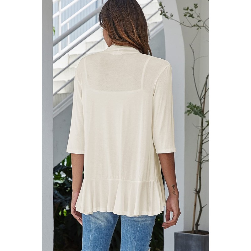 Bluetime Women Casual Lightweight Open Front Cardigans Soft Draped Ruffles