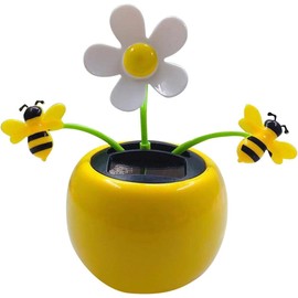 Solar Dancing Flower, Car Dashboard Ornament, Sunflower with Honey Bee Swinging Decoration, Solar Power Kits, Shaking Head Figure Interior Decoration Desktop Ornaments