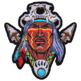 Ivamis Indian Patch with Arrows and Skull hat - 3.7x4 inch - P4614