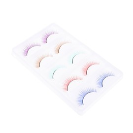 Healeved 5pairs Colorful Faux Eyelashes of Natural Look Comfortable Makeup Extensions for Women Easy to Apply for Day Night Looks