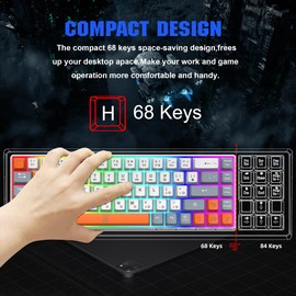 Snpurdiri 60% Percent Gaming Keyboard, Ergonomic Compact RGB Backlit Small Gaming Keyboard for Windows, PC, Laptop (68 Keys, White-Grey-Orange)