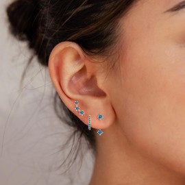 February Birthday Gifts Amethyst Earrings Huggie Hoop Earrings for Women Set Jacket Stud Earring for Multiple Piercing 14k Gold Amethyst Jewelry for Sister Best Friend