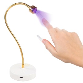 ALLKEM Flash Cure UV Light - Gooseneck Led Nail Lamp for Gel Polish - Professional & Home Use Nail Light & Dryer - Wireless, Cordless & Rechargeable Curing Lamp (3W - Gold)