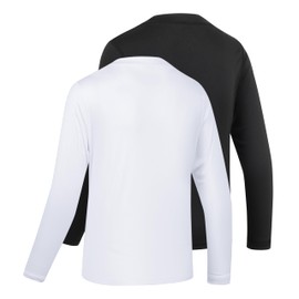 TeGlraddix UPF 50+ Sun Shirts 5T to Youth Rash Guard for Boys and Kid Girls Long Sleeve UV Protection Sun Shirts Black+White XS