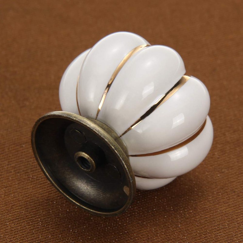 AKORD 8X Ceramic Vintage Pumpkin Cabinet Drawer Knob Door Handle,