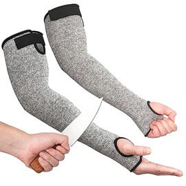Cut Resistant Farmers Sleeves with Thumb Hole - Arm Protectors for Thin Skin and Bruising, Suitable for Gardening, Welding, Kitchen Tasks, Pet Grooming, Bite Guards, Grey Color, 1 Pair