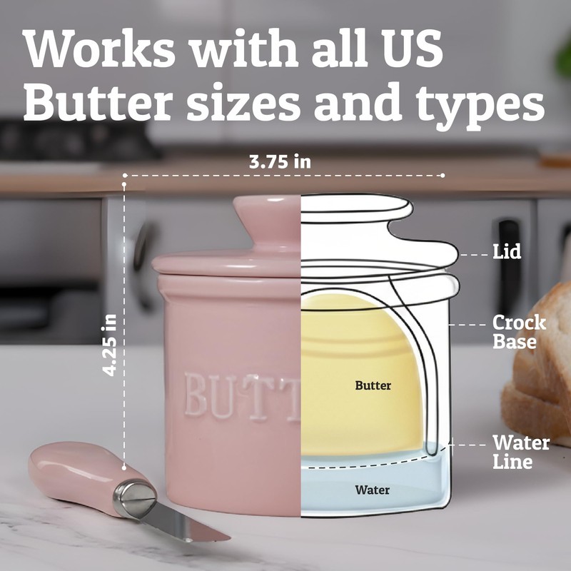PriorityChef French Butter Crock with Lid, Keep Butter Spreadable &