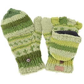 GURU SHOP Nepal Hand Knitted Gloves, Fold-Up Gloves, Wool Gloves, Men/Women, Green, Wool, Size: One Size, Lemon Green
