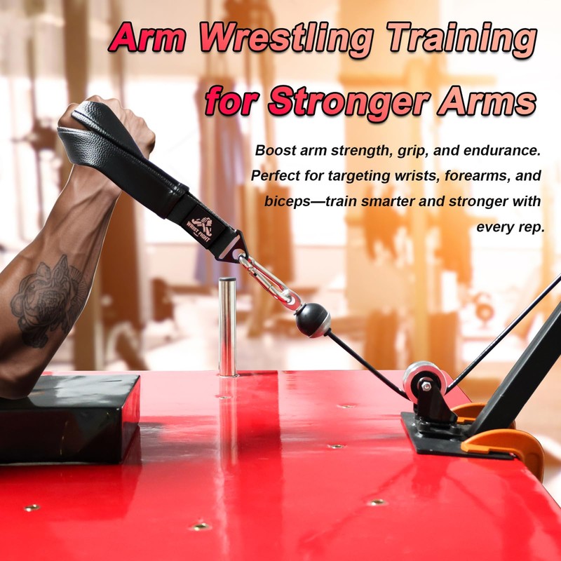 Arm Wrestling Training Strap with Leather Grip – Wrist &