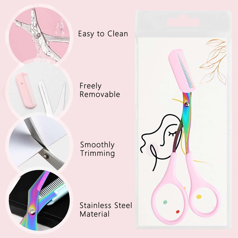 Eyebrow Trimmer Scissor, 2 in 1 Non-Slip Eyebrow Cutter Hair