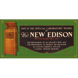 Reproduced Edison Diamond Disc Phonograph Sign on Artistic Canvas - Green, 17" X 8.5"