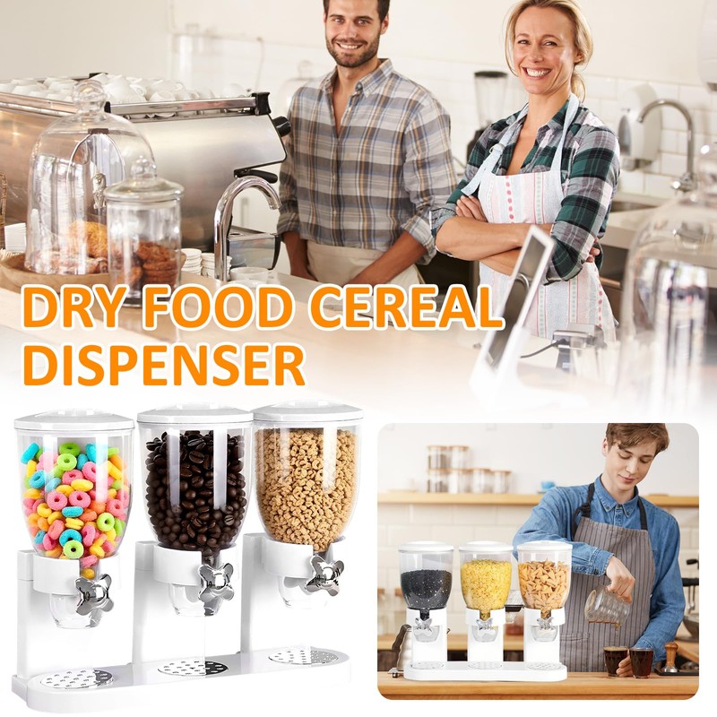 Petyoung Triple Food Storage Dispenser, 6L Capacity Cereal Container, Plastic