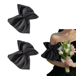 BENECREAT Removable Puff Sleeves, Black Polyester Bridal Sleeve Detachable Puff Sleeves for Wedding Dress Bridal Accessories, 12x10.6x1.4inch