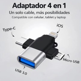 3 En 1 Otg Usb 30 Para Micro Usb Tipo C Y Conector Lightning