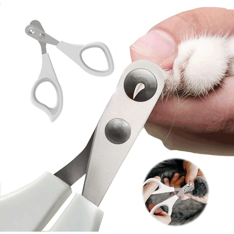 Cat Nail Clippers, Guillotine Type, Avoid Over-Cutting, Grooming Tool (White)