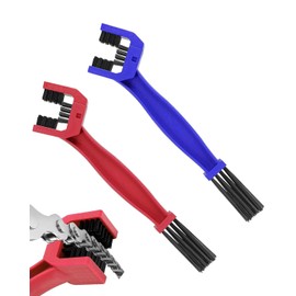 BPTRKOM 2er Set Kettenreinigungsbürsten für Fahrrad & Motorrad - Professionelle Reinigungsbürste für Roller- und Auto-Ketten - Effiziente Doppelseiten-Bürste in Rot/Blau