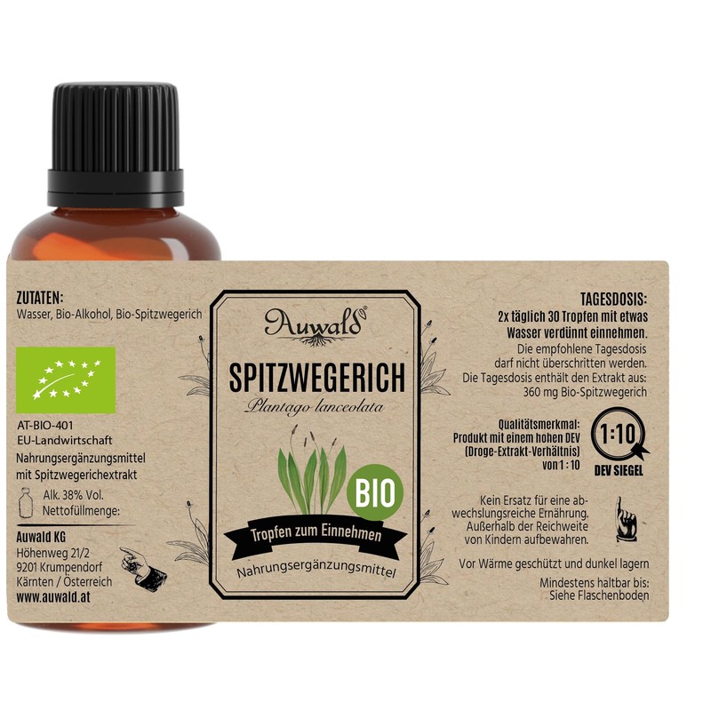 Auwald Plantain Drops Organic - High Quality Extract, Extract, Essence