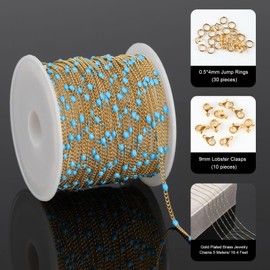YOUBEIYEE - Cadena fina de acero inoxidable chapada en oro de 5 metros