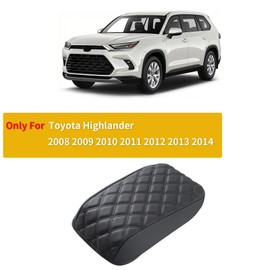 GIANT PANDA Custom Center Console Cover Fit for Toyota Highlander 2008 2009 2010 2011 2012 2013 2014,Waterproof-Anti-Scratch,Faux Leather Armrest Center Cover - Full Protection - Black