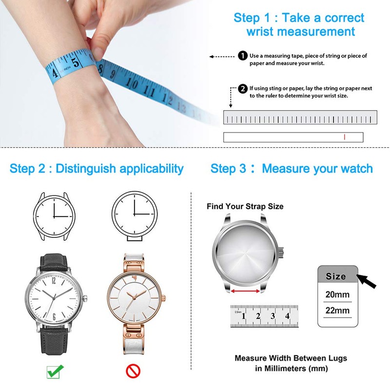 Runostrich Watch Band, 0.8 inch (20 mm), 0.9 inch (22