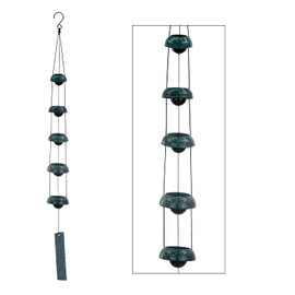 ASTARIN Bell Wind Chimes, Temple Wind Bell, Red Copper Wind Chimes with 5 Bells, Feng Shui Wind Chime for Home Yard Outdoor Decoration, A Great Memorial Wind Chime for Someone Who Loves Peace