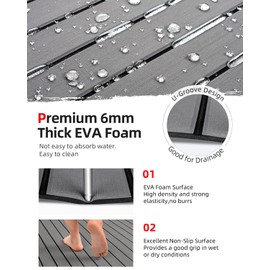 Abahub EVA Foam Boat Decking 96''x2.4'' Self-Adhesive Faux Teak Marine Flooring Sheet Traction Pad for Boats Surfboard, Gray with Black Seam Lines
