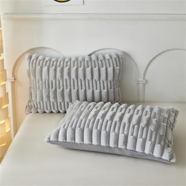 2 Pack Fluffy Faux Rabbit Fur Pillowcases,Plush Furry Queen 20x26 Pillow Covers, Fuzzy Velvet Pillow Case with Zipper,Soft and Plush Pillow Shams for Bedroom and Couch
