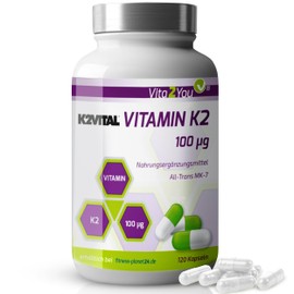 Vitamin K2 100µg – 120 Capsules – Natural Menaq Uinon MK-7 > 99% all Transformations – Premium Quality – Made in Germany