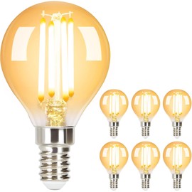 Vinaco G16.5 Candelabra Base Bulbs LED, 6 Pack 600LM G16.5 Light Bulb LED 5W, Equivalent 60W, Warm White 2700K No Flicker G 16.5 Dimmable Bulbs 120V, E12 Base for Chandeliers, Ceiling Fan, Pendant.