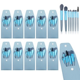 10 Sets Travel Size Makeup Brushes Set Mini Face Make up Brushes Brushes Bag for Makeup Party Favors Wedding Bridal Shower Favors Bridesmaid Gift Bachelorette Party Gift (Light Blue)