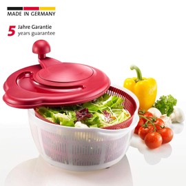 Westmark salad spinner, Volume: 5 litres, ø 26 cm, Plastic, BPA-free, Fortuna, Colour: Transparent/Red, 243222ER